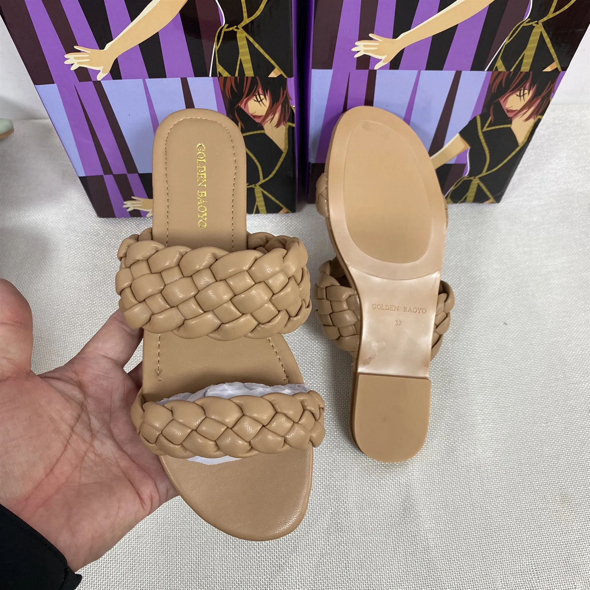 Women Beach Slides Shoes Summer Woman Sandals Plus Size Brand Design Weaving Flats Casual Sandal Ladies Fashion Outside Shoes
