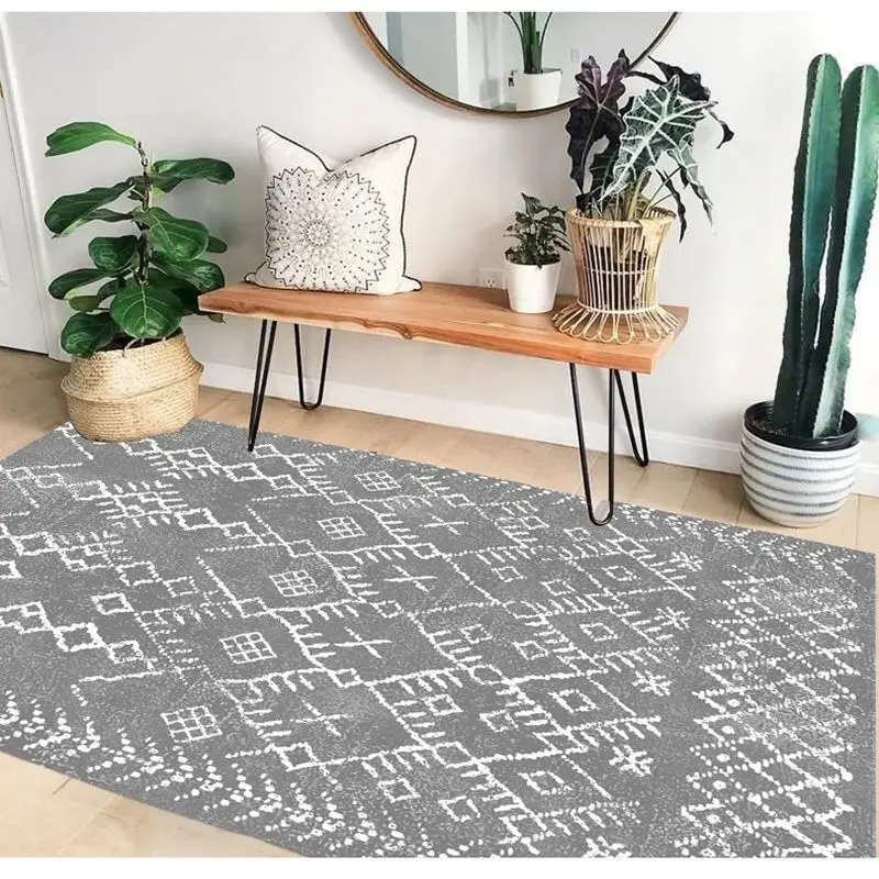 Large Area Rug With Moroccan Inspired Pattern. Vinyl Floor Mat 