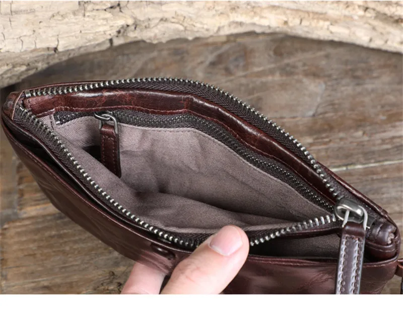 Vintage high-quality genuine leather men's women's clutch wallet simple designer handmade real cowhide teens party coin purse