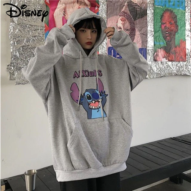 Disney AliExpress Y2k Pullover zug Kordel Kleidung Frauen übergroße weibliche Hoodie Cartoon Grafik Sweatshirt Mode Stitch Harajuku -