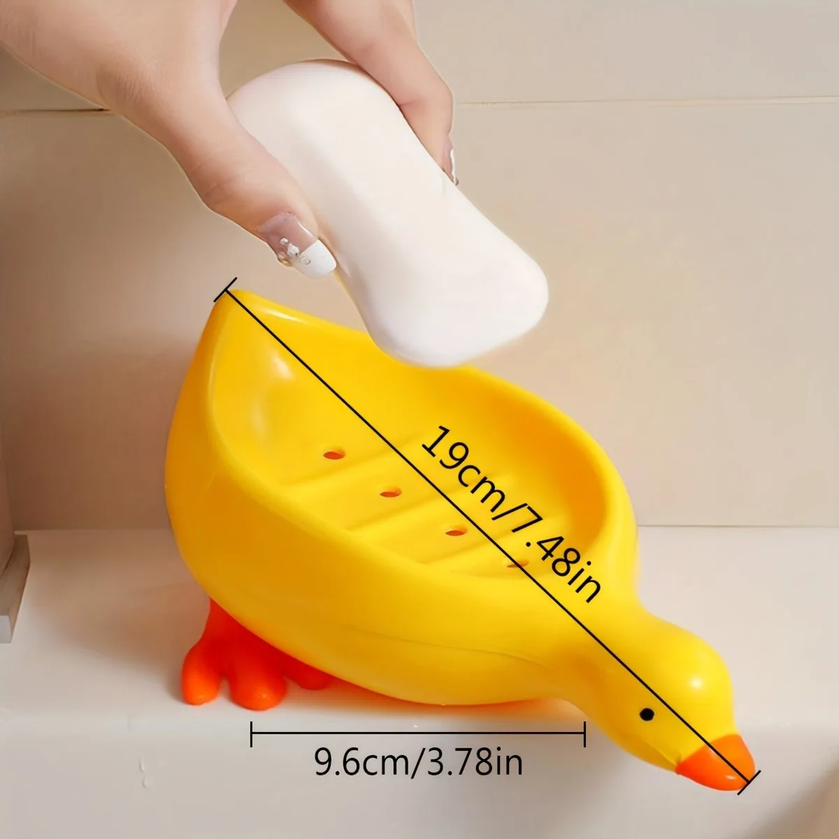 Duck Soap Dish Cute Self Draining Soap Holder with Tray Bathroom Decor Organizer for Sink Countertop Novelty Gift Idea