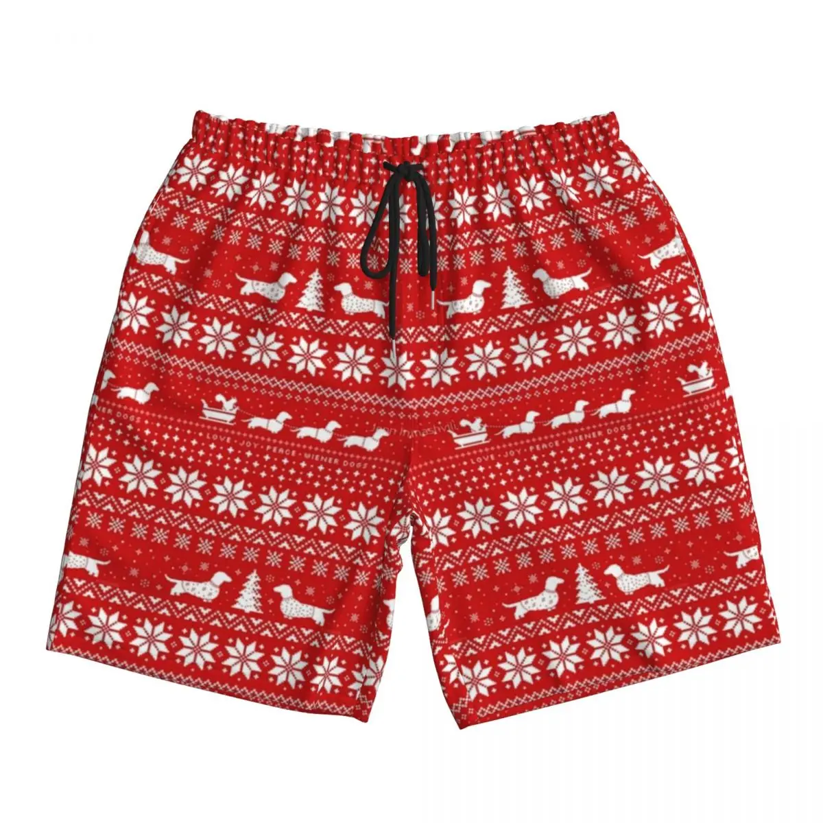 Swimsuits Christmas Print Gym Shorts Summer Dachshunds Cute Hawaii Board Short Pants Men Custom Sports Fast Dry Beach Trunks 4