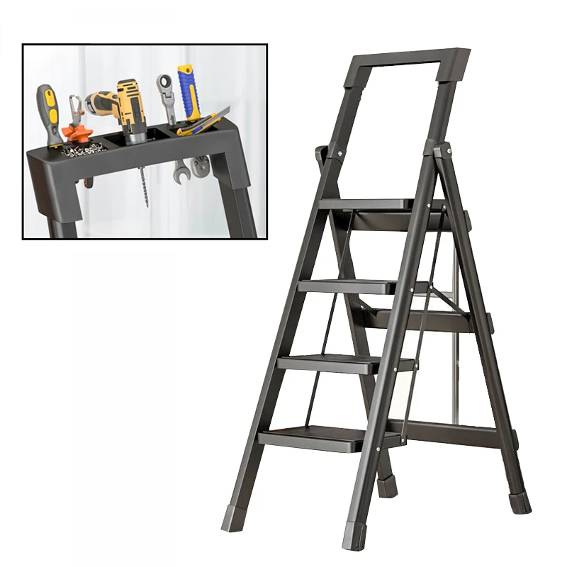 

Folding Ladder For Home Carbon Steel Protable Ladder Chair Strong Load-Bearing Kitchen Step Folding Stool Telescopic Ladders