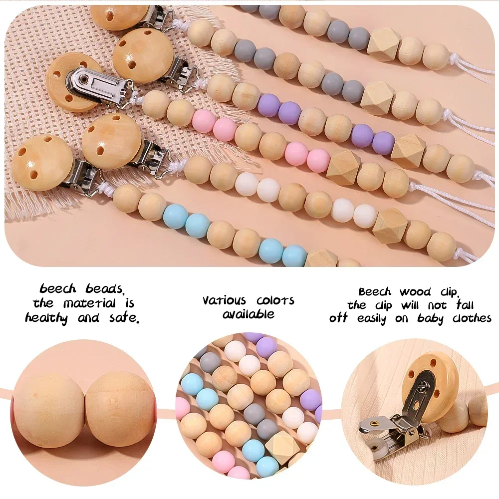 1pcs Personalized Handmade Pacifier Clip Baby Silicone Pacifier Anti-Drop Chain Food Grade Silicone Teething Toys Molar Gift