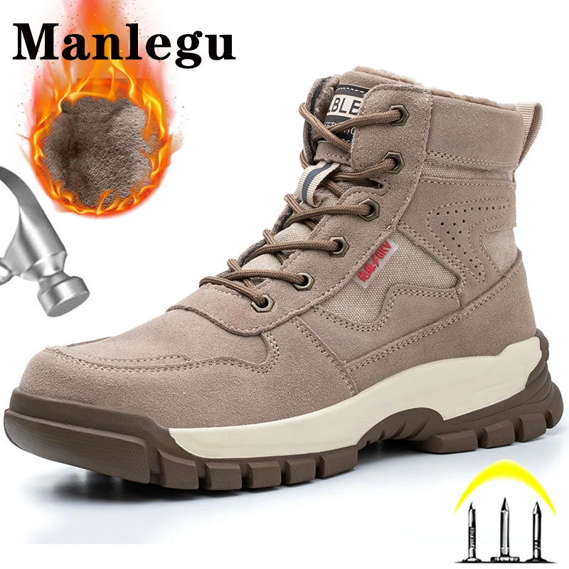 High Top Work Boots Men Steel Toe Safety Shoes Male Anti-Puncture Man Safety Boots Construction Indestructible Work Shoes