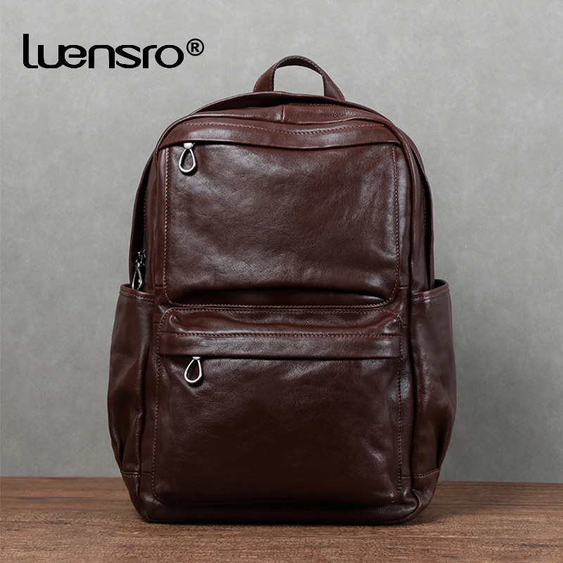 Original Cow Leather Backpack For Men Travel Backpack Laptop Bags Large Capacity Day Bagpack Schoolbag High Quality