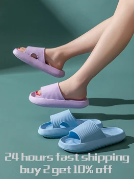 Alternative view of Women Thick Platform Cloud Slippers Summer Beach Eva Soft Sole Slide Sandals Leisure Men Ladies Indoor Bathroom Anti-slip Shoes