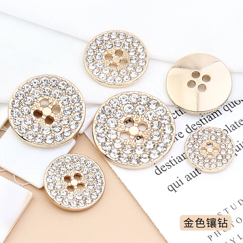 10pcs High-end Round Shank Clear Rhinestone Crystal Diamond Metal Buttons for Clothing Coat Cardigan Sweater Sew Accessories 2