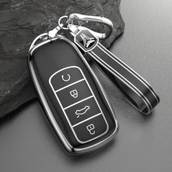 Premium Car Key Protector Shell and Cover Accessories (Black with chain)