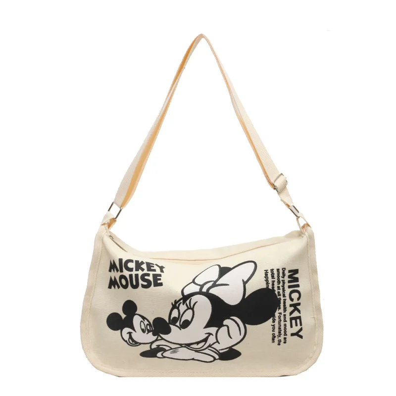 Womens Bag MINISO Snoopy Cartoon Cute Print Canvas Bag Large Capacity One Shoulder Dumpling Bag Women's Crossbody