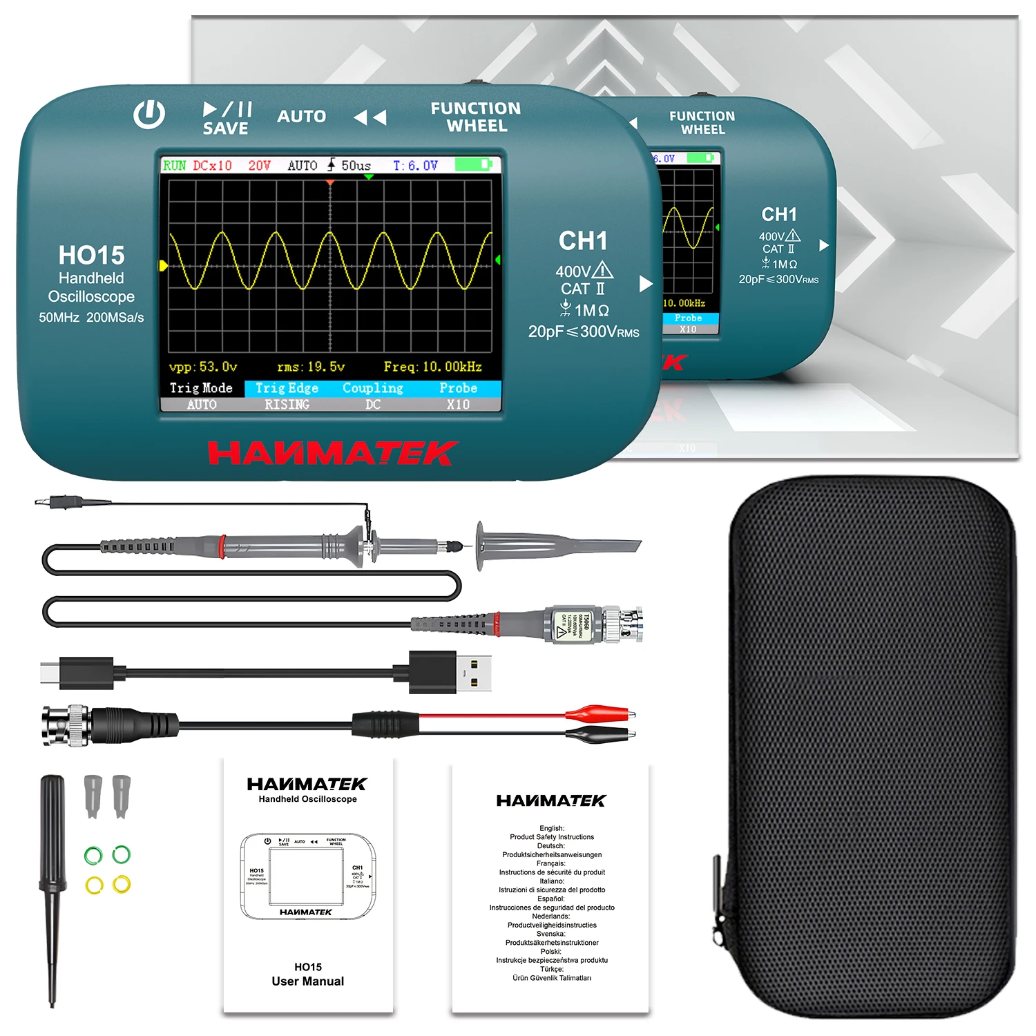 Hanmatek Handheld Digital Oscilloscope 10MhZ Bandwidth Display