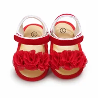 Jlong Summer Newborn Baby Shoes Girls Flower Lace Sandals Fashion Toddler Soft-soled Non-slip Infant Crib Shoes 0-18 months 6