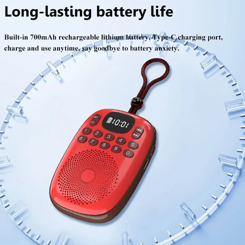 Mini Digital FM Radio LED Display Pocket Radios Receiver Wireless Bluetooth 5.4 Speaker Music Box Support TF Card Rechargeable