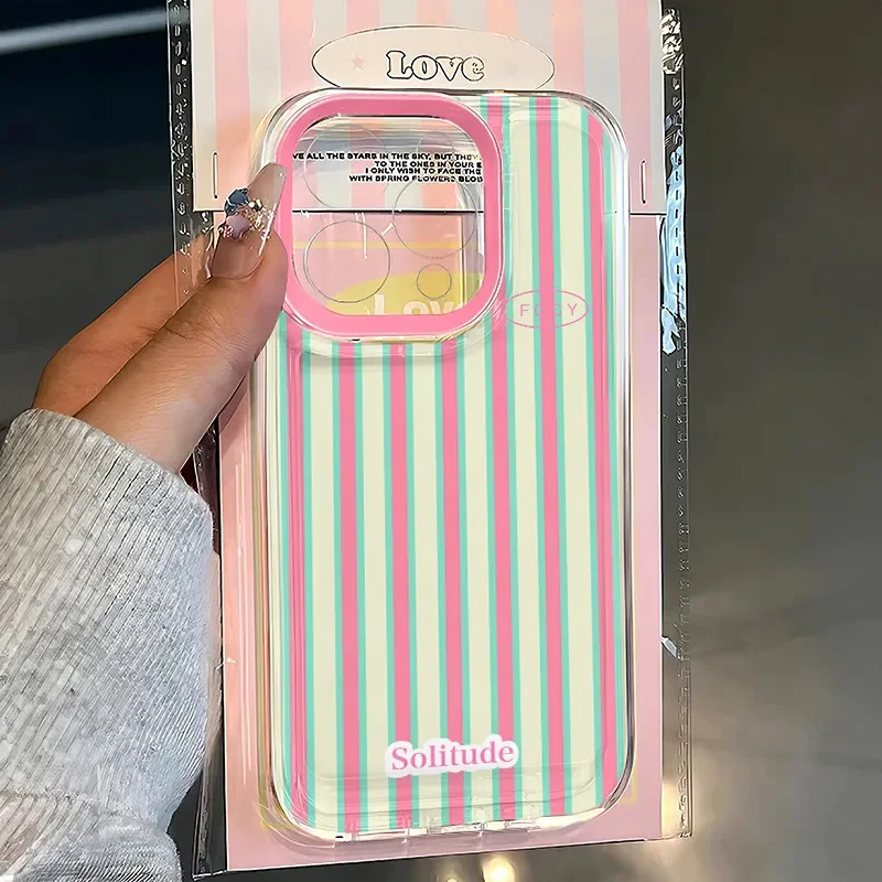 Korean Fashion Pink Textured Transparent Soft TPU Phone Case