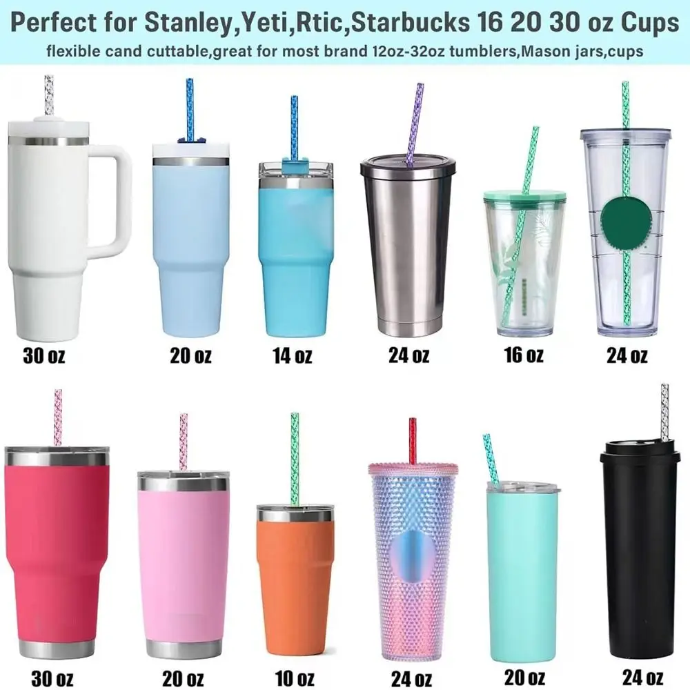 Eco-Friendly Multi-Color Reusable Straws with Clasps - Large Diameter, Perfect