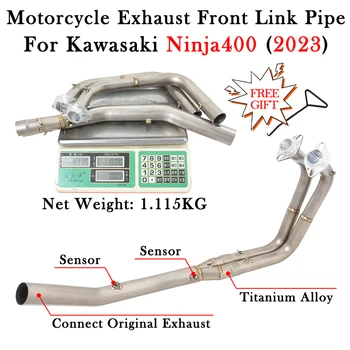 For KAWASAKI Ninja400 Z400 2023 Titanium Alloy Motorcycle Exhaust Front Link Pipe Muffler System Escape Moto Tube Modify Slip On