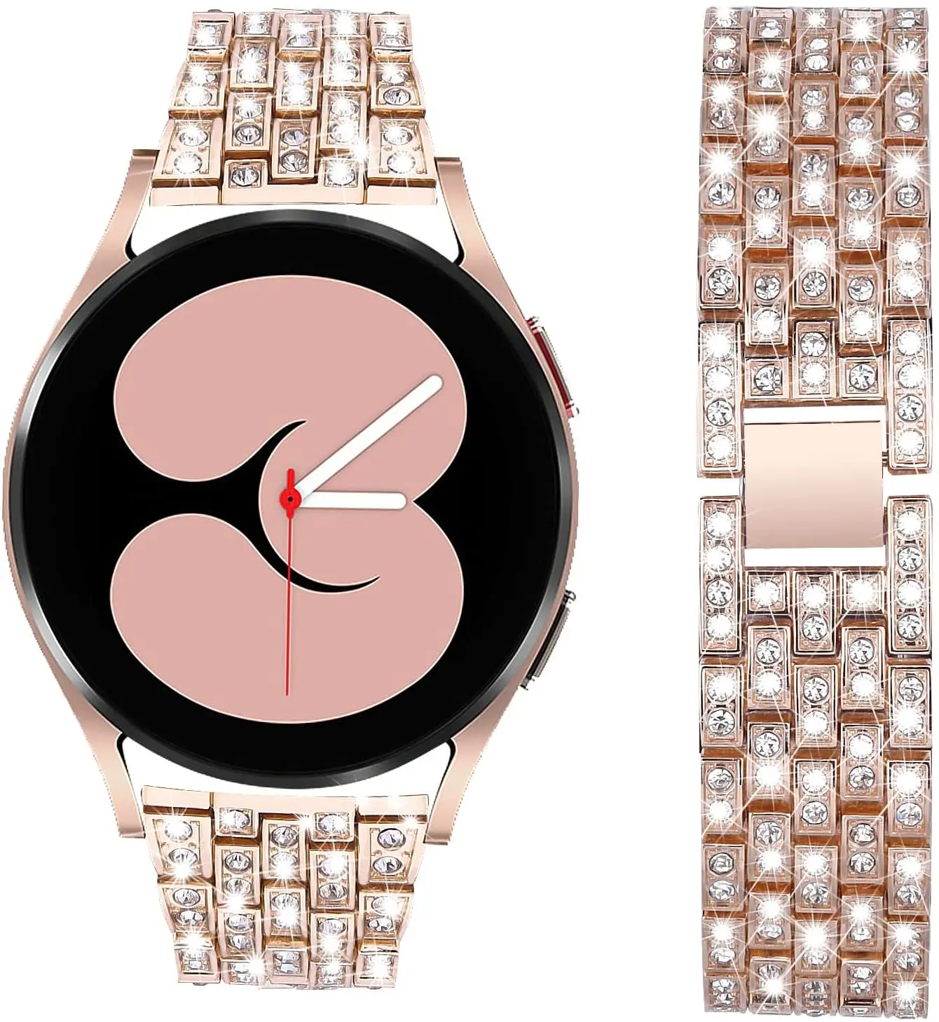 Luxury Diamond Metal Bracelet Band, 20mm 22mm Adjustable Strap