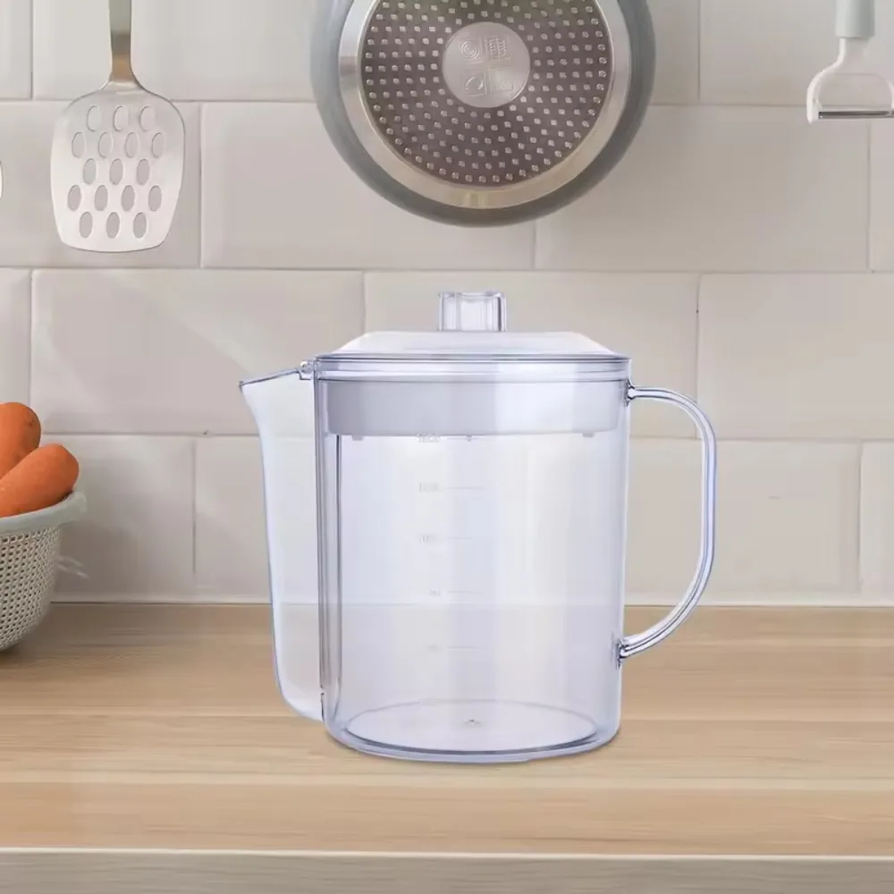 1.5L Oil Grease Separator Pot Transparent Scaled Fat Separator Jug High Temperature Resistance Large Capacity