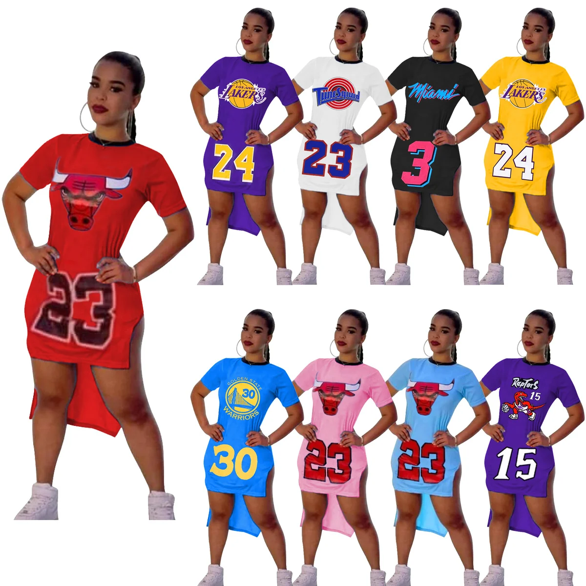 Wholesale Jersey Mini Dress Basketball Sleeveless Bodycon T Shirts
