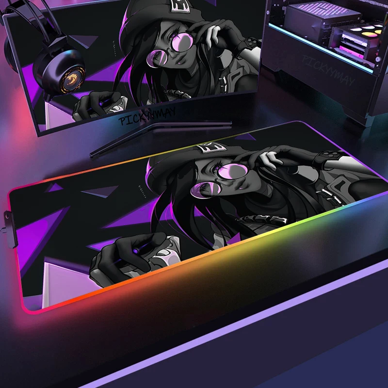 Gaming Mouse Pad Rgb Valorant Gamer Computer Mousepad Backlit Desk Mat
