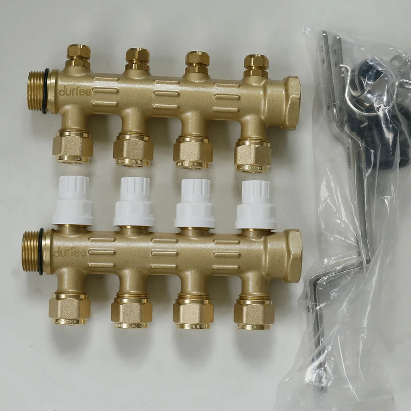 

Intelligent underfloor heating water distributor 345678 channels, all copper thickened, complete set
