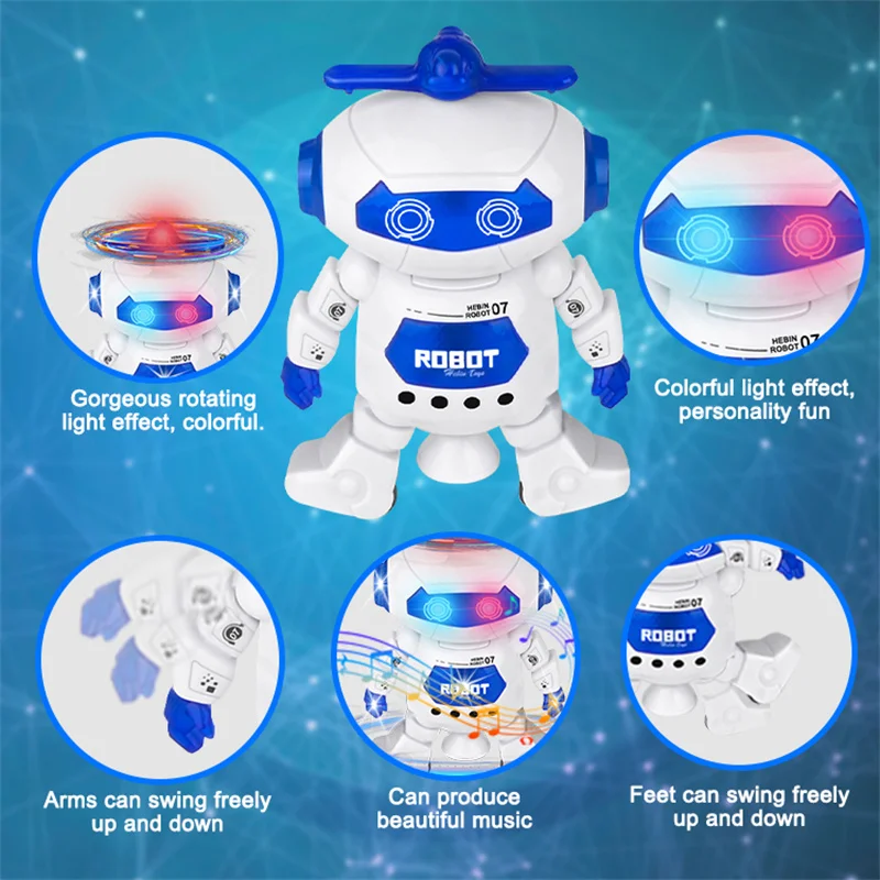 Robot Dance Toys Robot Toy Kids Musical Walking Dancing with LED Light for Boys Girls Xmas Gift