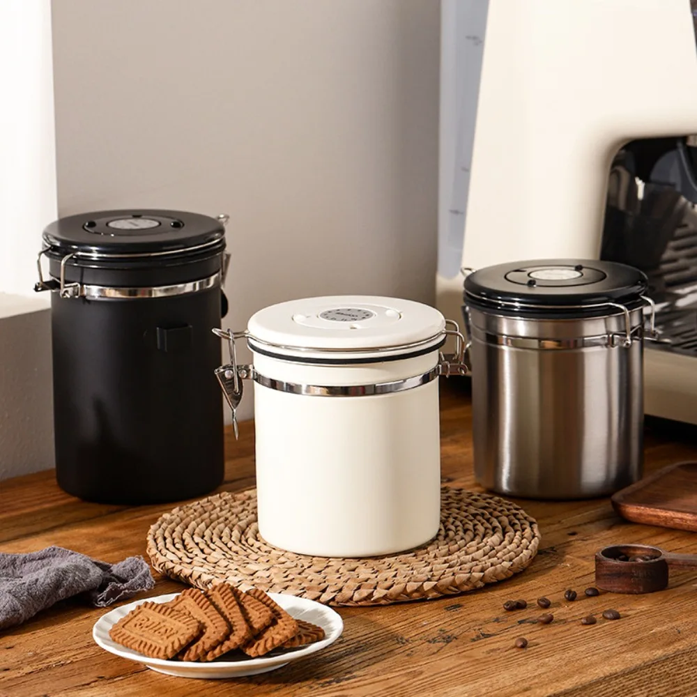 Coffee Beans Vacuum Sealed Jug Stainless Steel Food Airtight Container for Kitchenware Portable Grain Storage Can for Kitchen