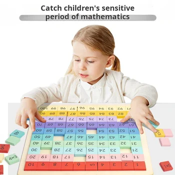 99 Multiplication Table Montessori Educational Hundred Board Math 1 To 100 Consecutive Numbers Counting Toy for Kids Education