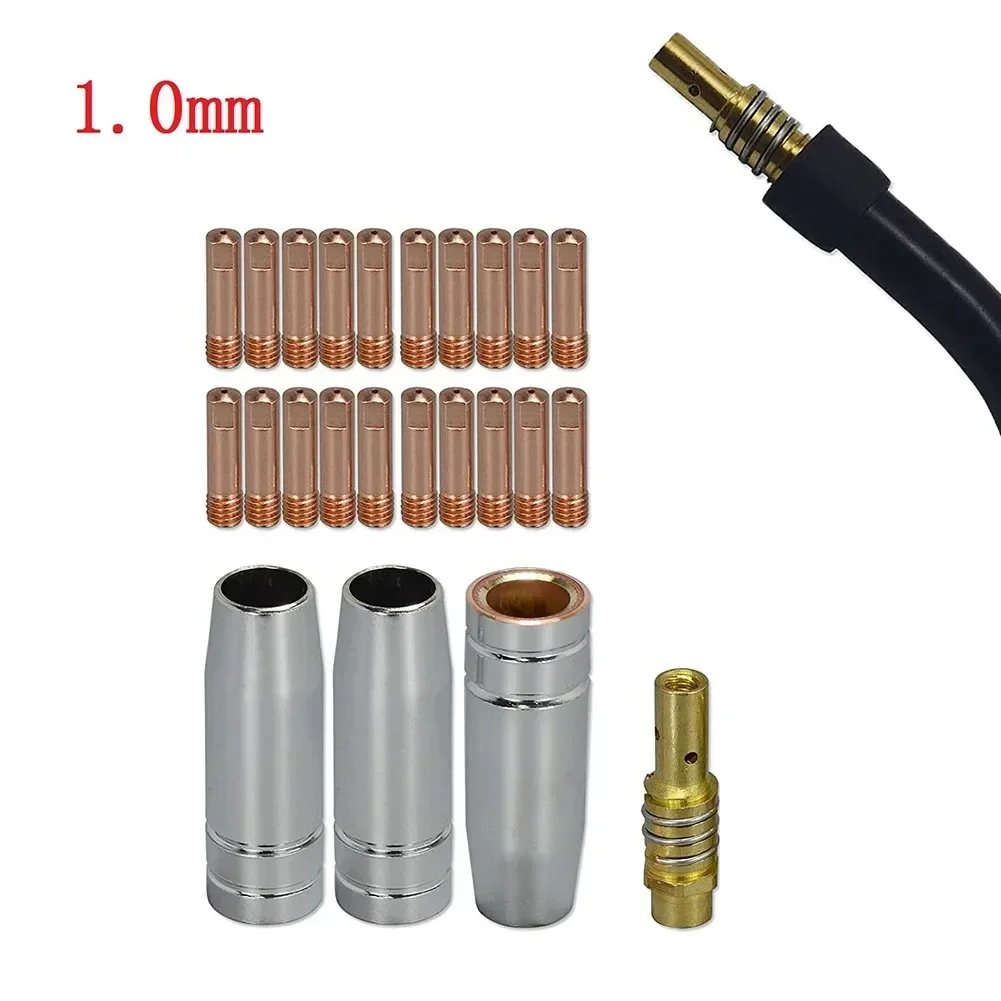 24PCS MB15&M6 MIG Welding Kit 0.6/0.8/1mm Contact Tips Shroud Nozzle Holder Spares 14AK 15AK Torches For SIP Welding Equi welding welders