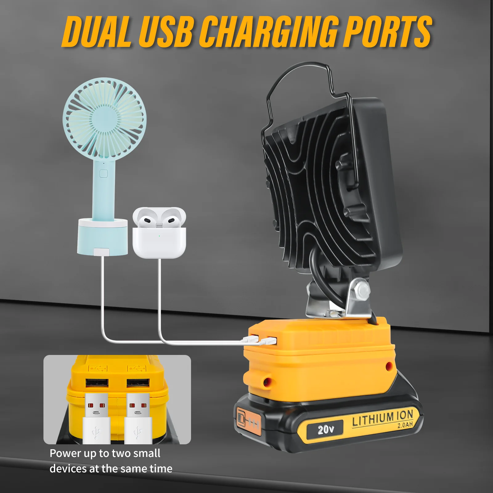 Cordless LED Work Light for Dewalt 20V Battery 27W 1400LM Flashlight LED Flood L