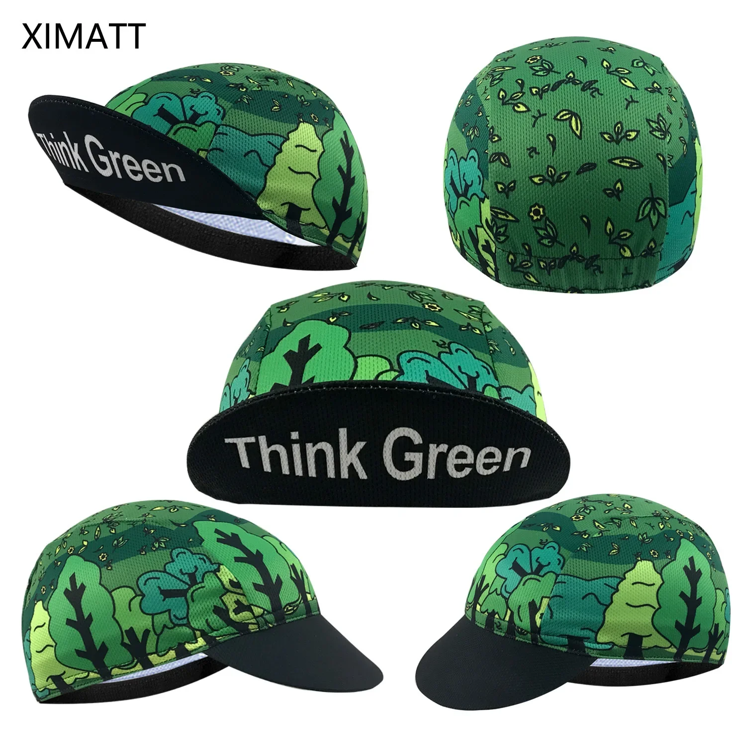 Classic Retro Green Forest Print Cycling Cap Children's Sport Hat Cross-Border DIY Supportable Direct Sale from Mainland China