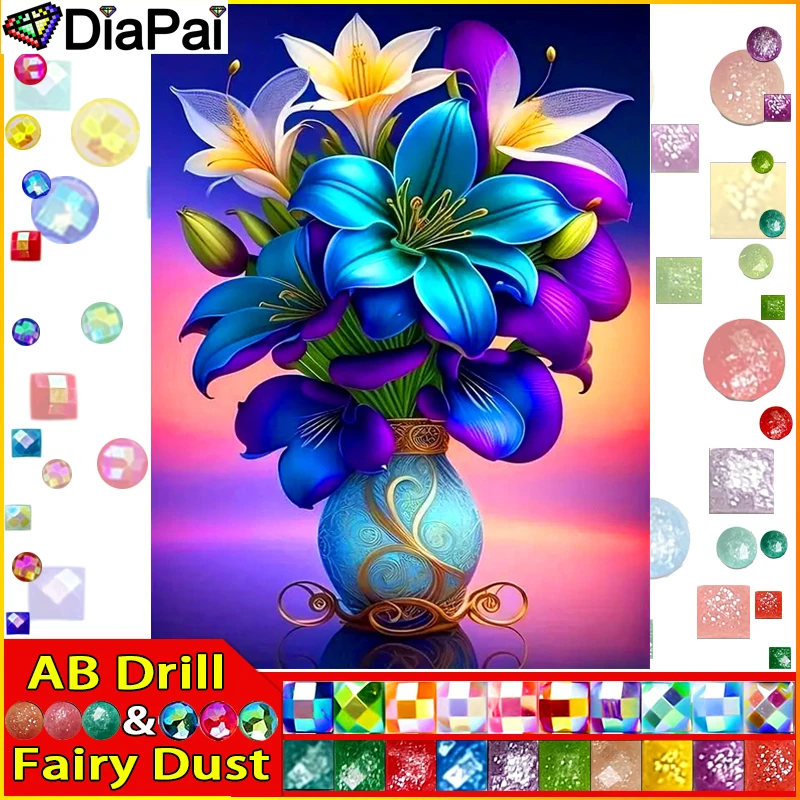 

DIAPAI Fairy Dust AB 5D Diamond Painting Full Drill Diamond Embroidery "Color Flowers" Picture Of Rhinestone Handmade Home Decor