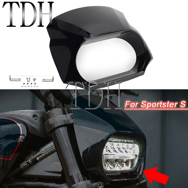 

Motorcycle Light Black Front Headlight Fairing Cover For Harley Sportster S 1250 RH1250 2021 2022 RH1250S Headlamp Cowl Fairing