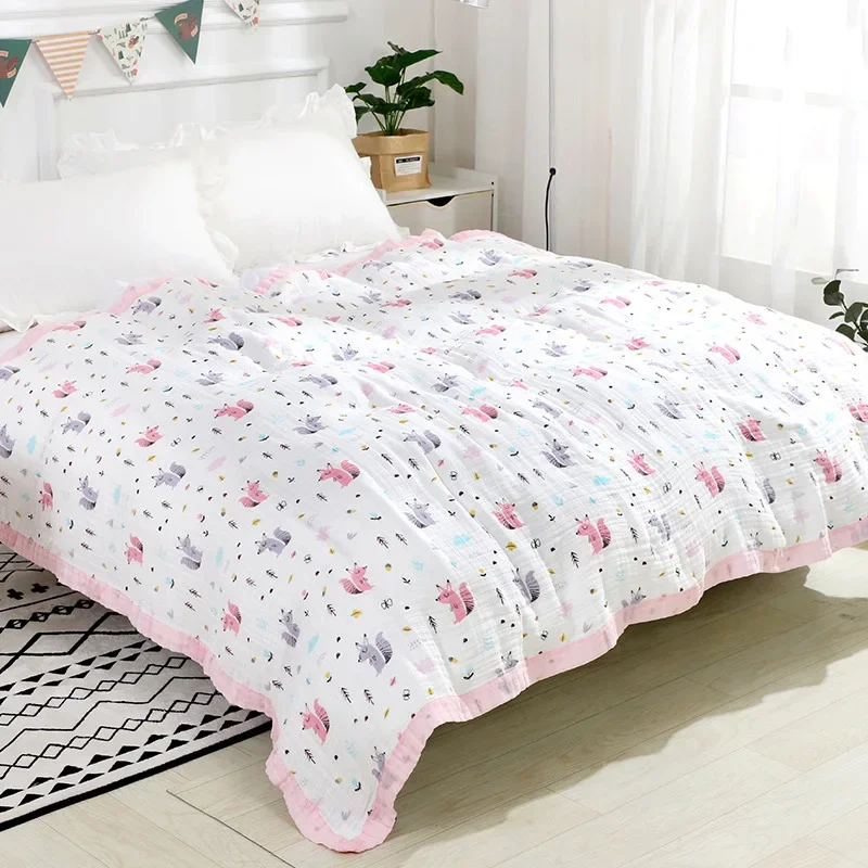 Four-layer Cotton Gauze Baby Summer Cool Quilt Breathable Children's Air Conditioning Blanket Adult Nap Towelling Coverlet