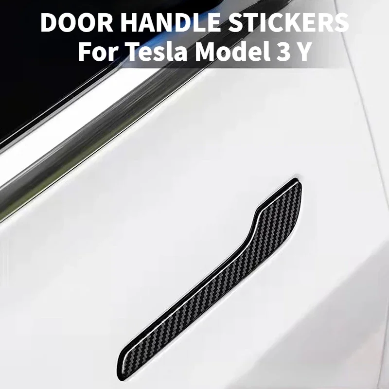 

4pcs Car Door Handle Sticker for Tesla Model 3 Y 2017 - 2022 Door Wrap Cover Paste Model3 Model Y Accessories Carbon Fiber ABS