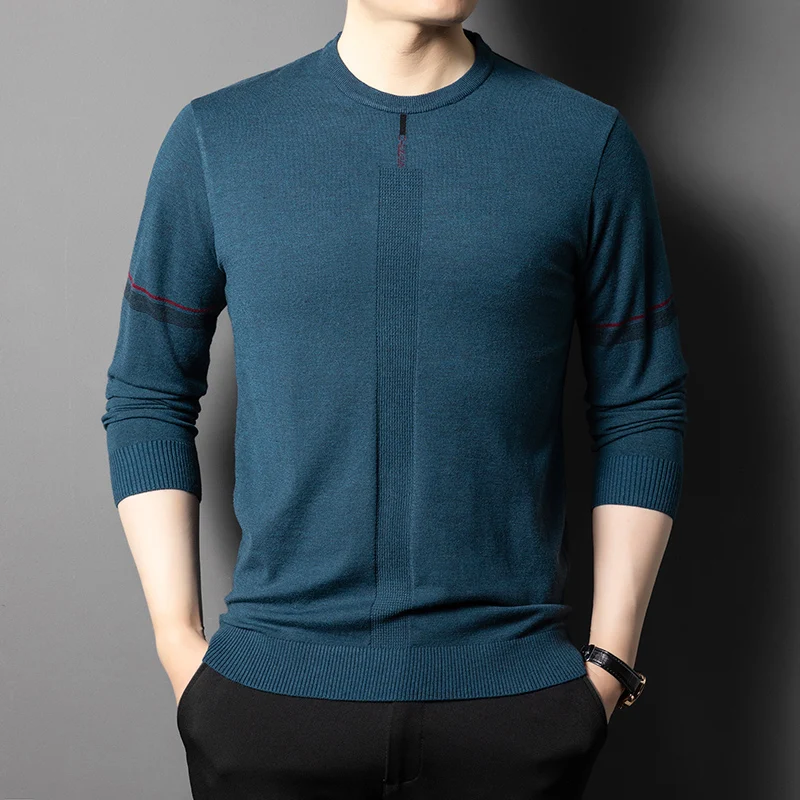 

Streetwear Fashion Men Solid Slim Sweaters Spring Autumn Casual Male Clothes Long Sleeve Round Neck Knitted Bottoming Tops 2023