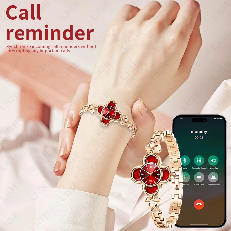 LIGE Luxury Women Quartz Watches Smart Bracelet Woman Heart Rate Blood Pressure Monitor AI Health Smart Watch Ladies Sport Band