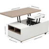 Lift Top Coffee Table with Extendable Tabletop, Storage Drawers & Cabinet 2