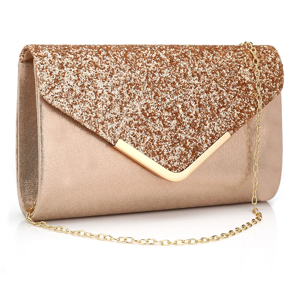 Sequined Envelope Clutch Bags For Women 2020 Fashion Gold Purses And Handbags With Chain Shoulder Bags Wedding Party Clutches