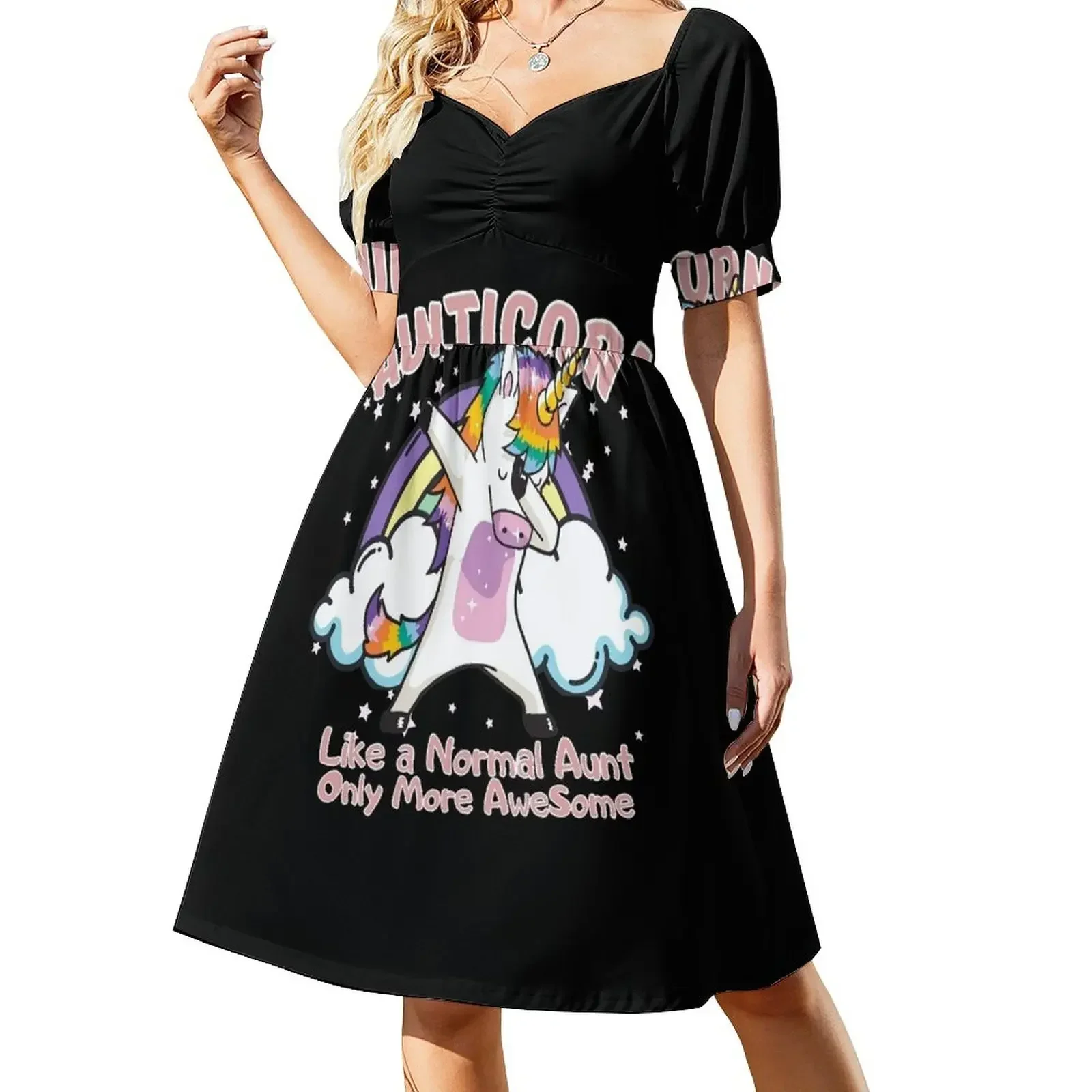 thumbnail image 1 of Tía Cornudo Como una Tía Normal Pero Más Impresionante Vestido de Manga Corta Ropa Mujer Falda de Mujer Vestido de Noche de Mujer, 1 of 7