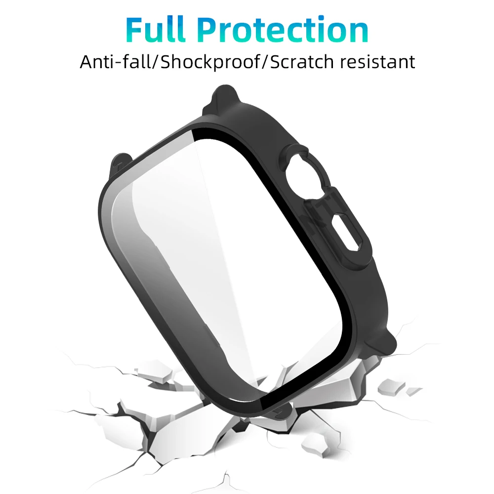 Tempered Glass Hard Case Full Cover Protective Shell & Screen Protector for Smartwatch Accessories