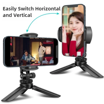Supporto per treppiede per telefono regolabile Supporto da tavolo pieghevole portatile Bastone per selfie girevole a 360 gradi Stabilizzatore per streaming live compatto