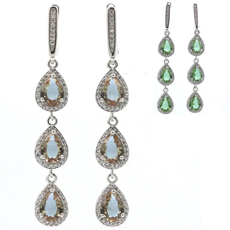 8g Real 925 SOLID STERLING SILVER Earrings Alexandrite Topaz Changing Zultanite Sapphire White CZ Woman's Wedding Polished Shiny