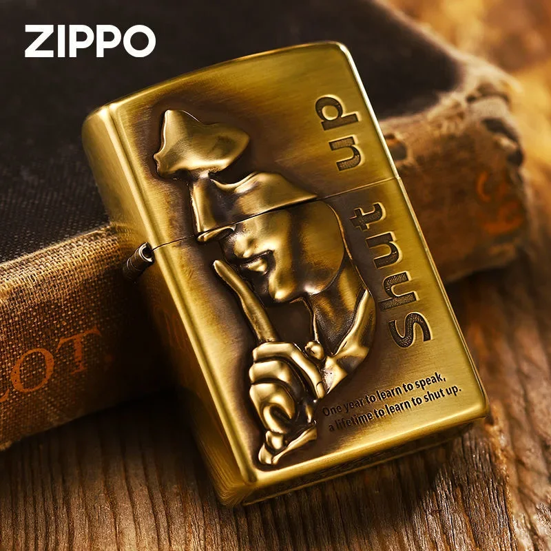 Accendino Zippo Ottone Dorato Tut Up Squisita Collezione Antivento In Scatola