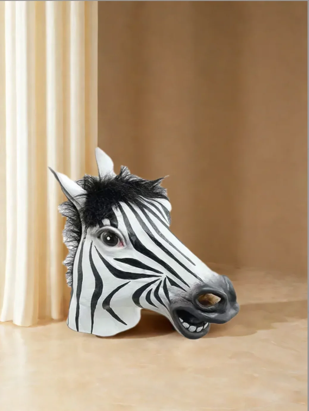 Adult Realistic Zebra Rubber Horse Mask for Animal Themed Parties Cosplays Halloween-Fun Costume Accessory latex mask