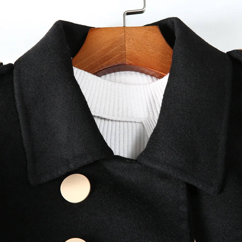 Women's Double-Sided Wool Overcoat, Female Long Overcoat, Below the Knee, Simple Woolen Outwear, Casual Fashion,  Winter, 2024