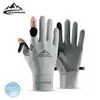 Golovejoy Ice Silk Sunscreen Riding Gloves for Men Summer Outdoor Sports Gloves Touchable Screen Non slip Open Finger Gloves 1
