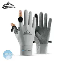 Golovejoy Ice Silk Sunscreen Riding Gloves for Men Summer Outdoor Sports Gloves Touchable Screen Non slip Open Finger Gloves 1