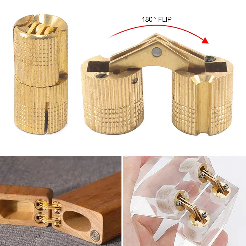 8/10/12/14/16mm Copper Barrel Cylindrical Hidden Cabinet Brass Hinges Mount For Furniture Hardware