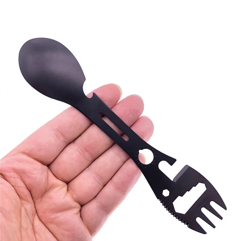 10-in-1 Multifunctional Whistle Knife Outdoor Camping Survival Fork Kitchen Multifunctional Wrench Bottle Opener Spoon Camping Gear